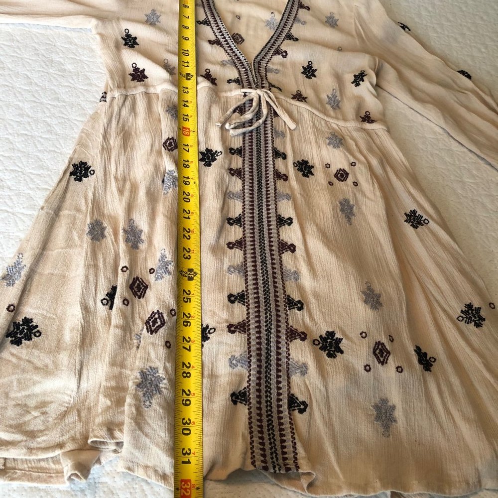 Free People Embroidered Baby Doll Long Sleeve Size Xtra Small Boho Women's Top - Picture 5 of 8